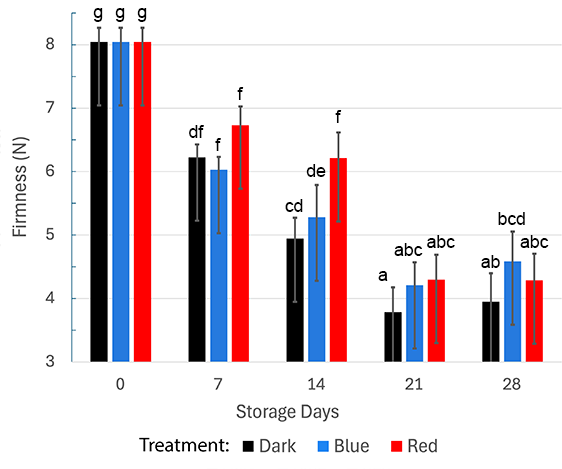 berry firmness by treatment during 28 days of storage
